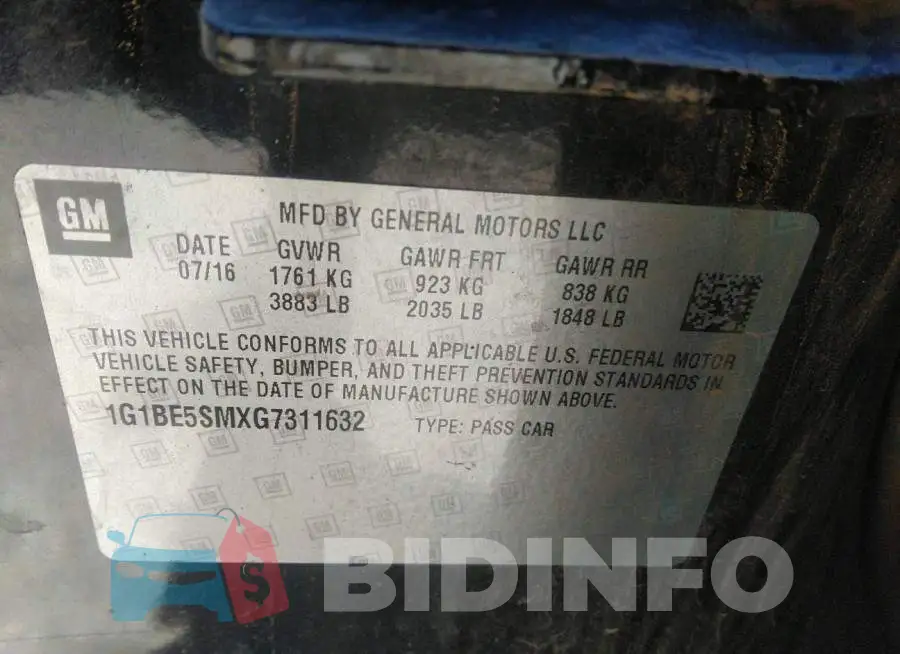 1G1BE5SMXG7311632 Photo# 9