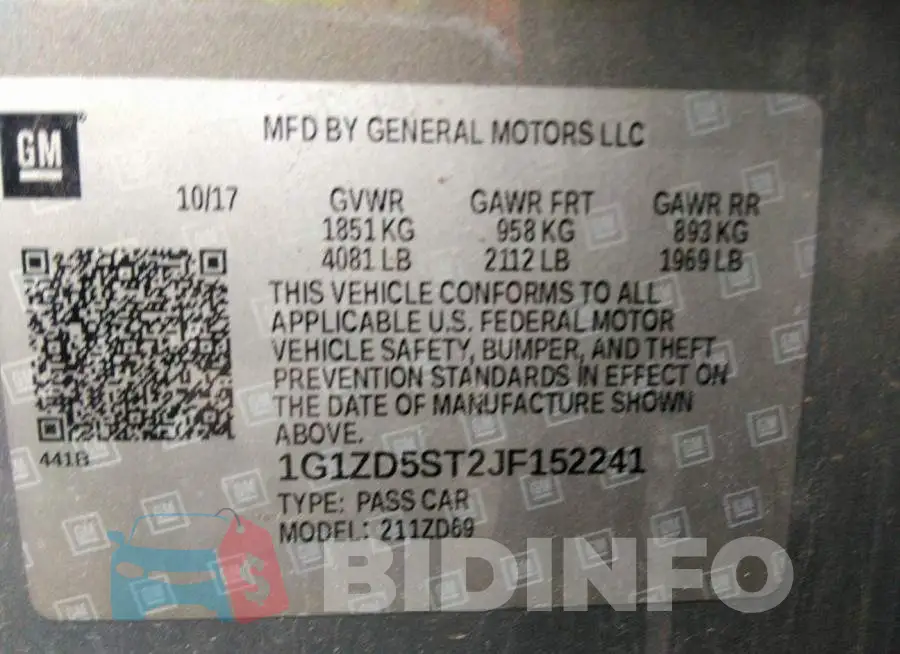 1G1ZD5ST2JF152241 Photo# 9