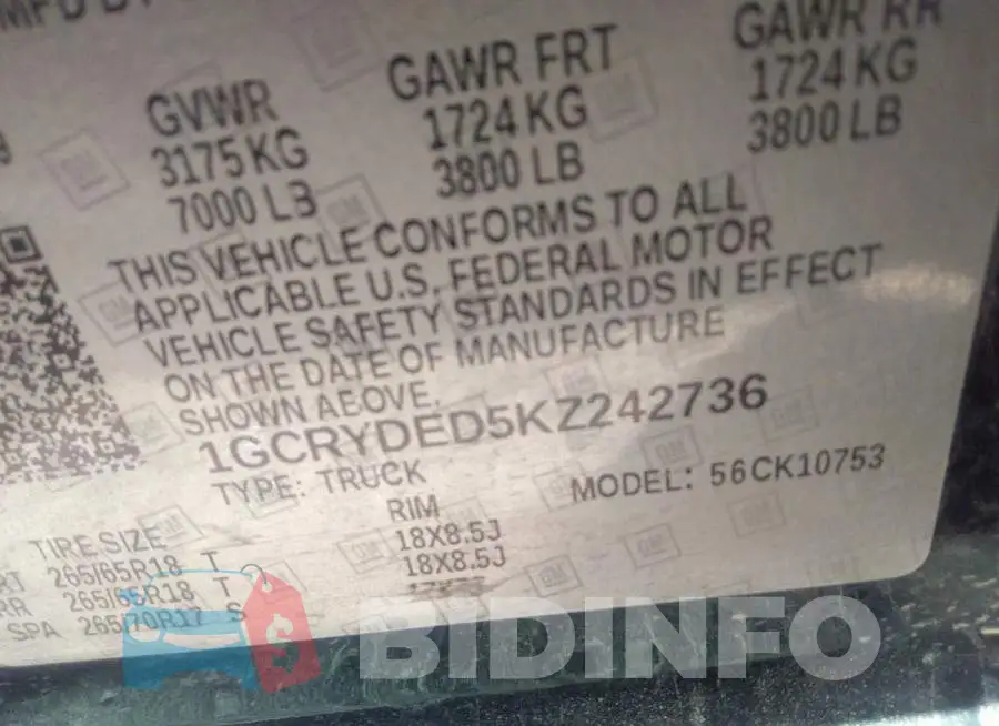 1GCRYDED5KZ242736 Photo# 9