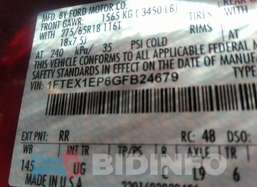 1FTEX1EP6GFB24679 Photo# 9