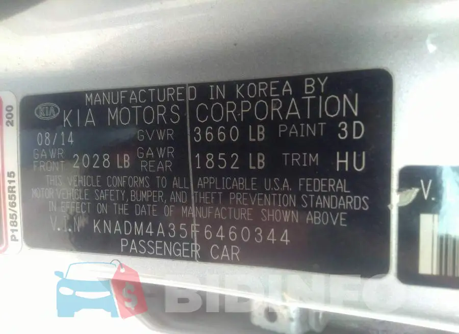 KNADM4A35F6460344 Photo# 9