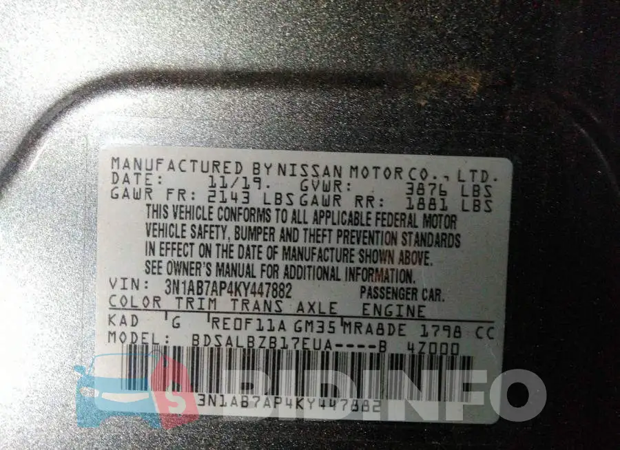 3N1AB7AP4KY447882 Photo# 9