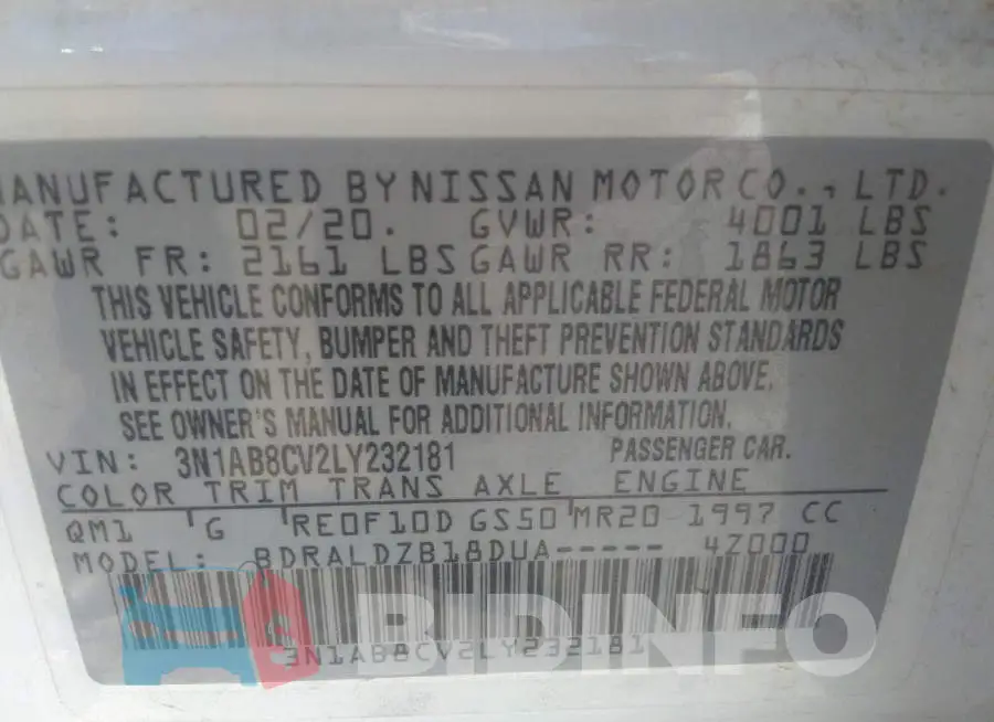3N1AB8CV2LY232181 Photo# 9