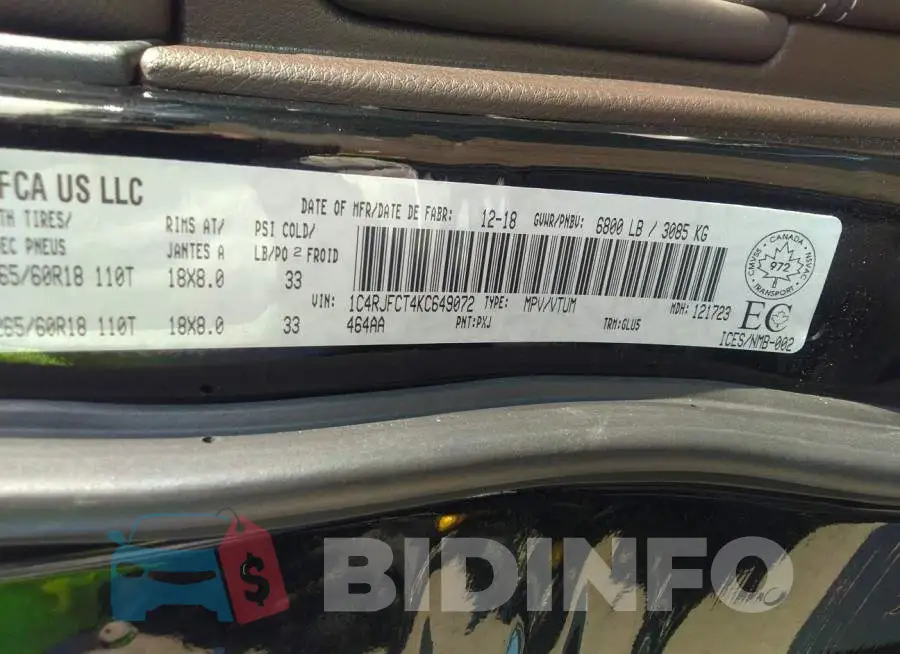 1C4RJFCT4KC649072 Photo# 9