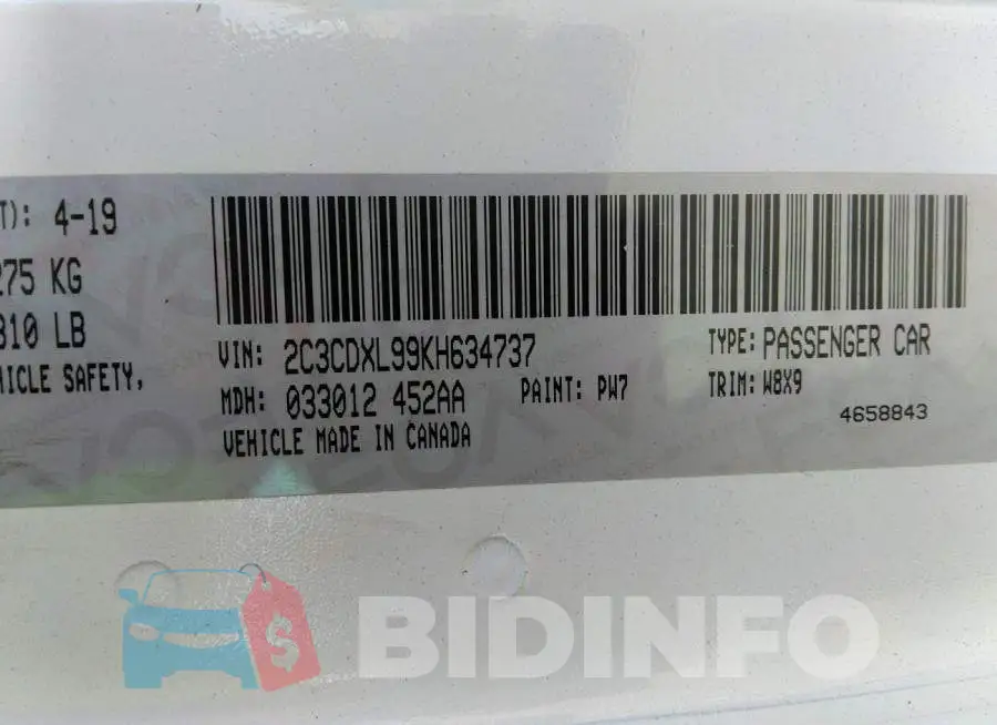 2C3CDXL99KH634737 Photo# 9