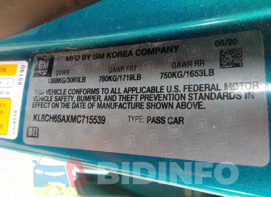 KL8CH6SAXMC715539 Photo# 9