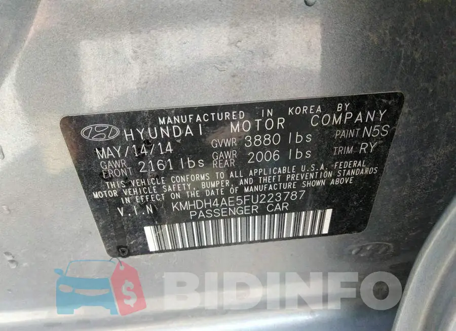 KMHDH4AE5FU223787 Photo# 9