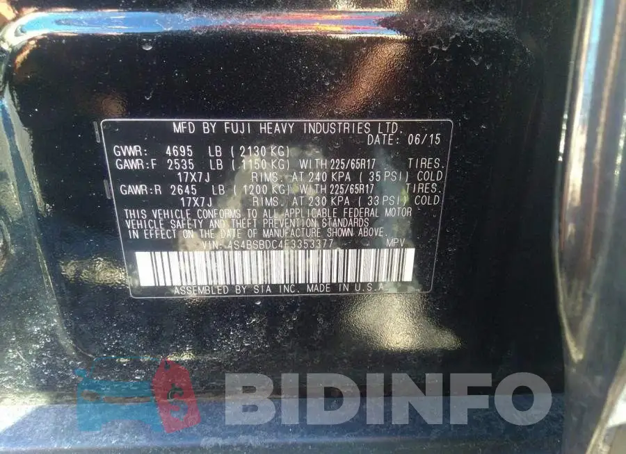4S4BSBDC4F3353377 Photo# 9
