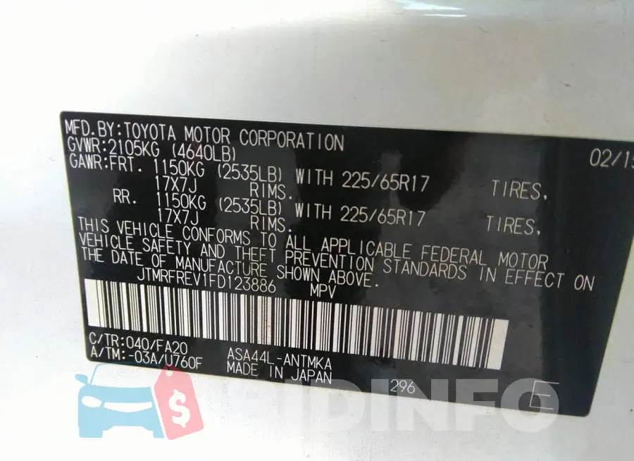 JTMRFREV1FD123886 Photo# 9