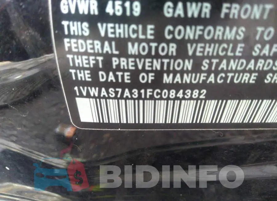 1VWAS7A31FC084382 Photo# 9