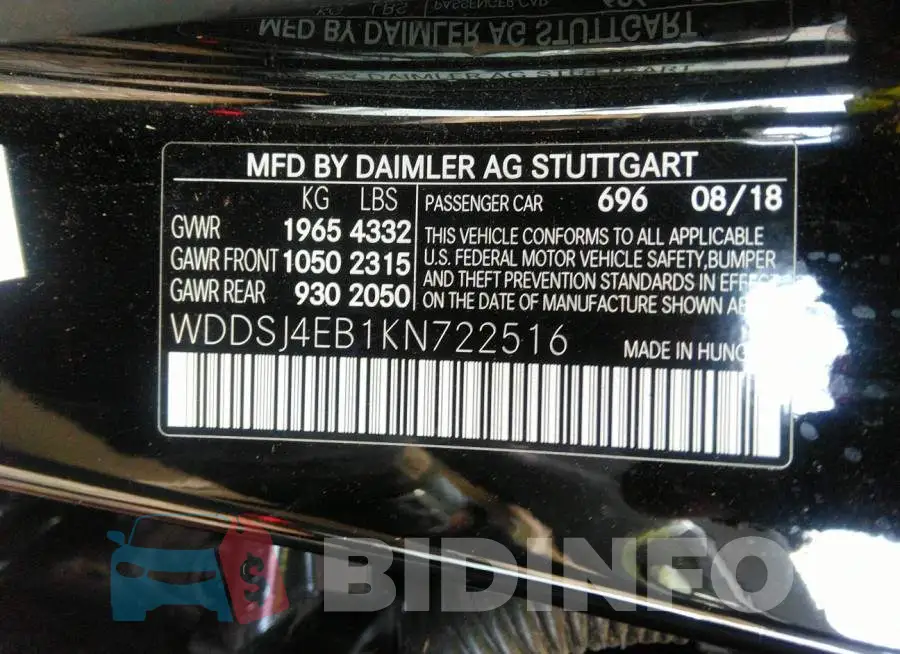 WDDSJ4EB1KN722516 Photo# 9