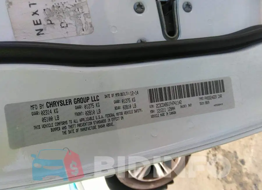 2C3CDXBG1FH741142 Photo# 9