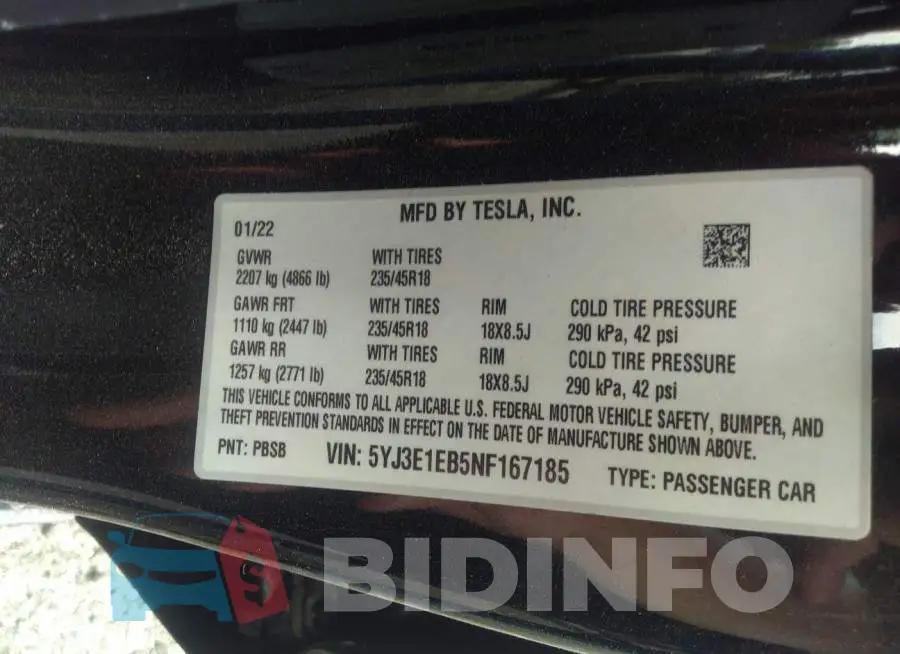5YJ3E1EB5NF167185 Photo# 9