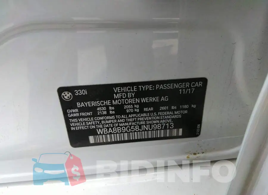 WBA8B9G58JNU98713 Photo# 9