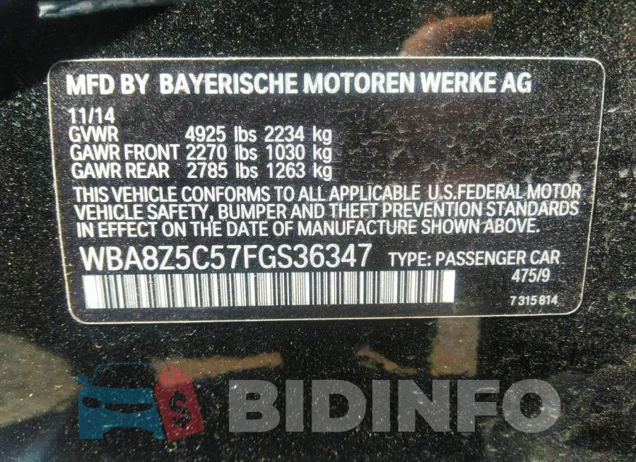 WBA8Z5C57FGS36347 Photo# 9