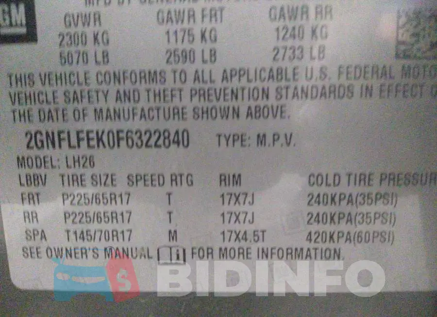 2GNFLFEK0F6322840 Photo# 9