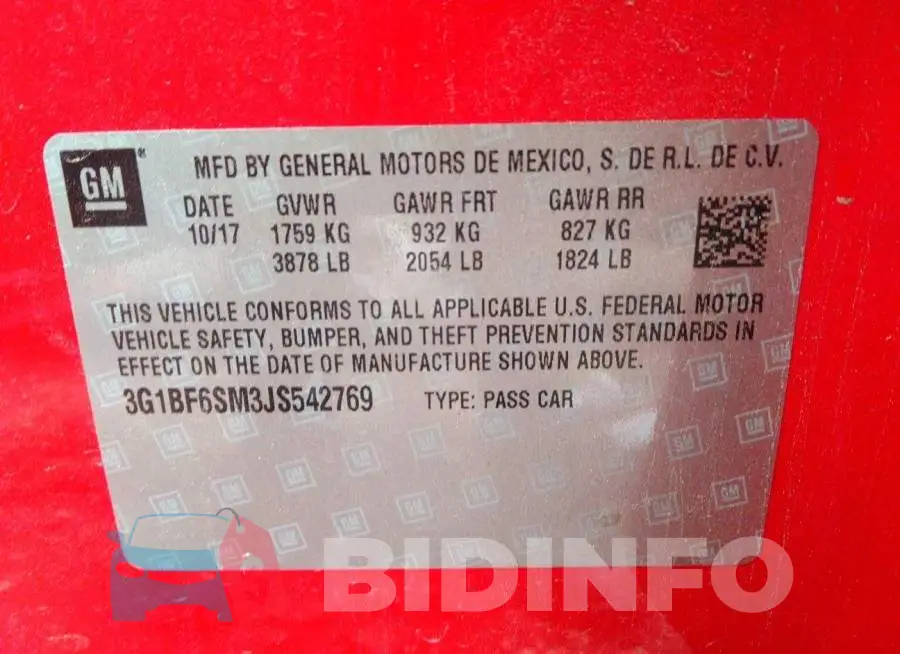 3G1BF6SM3JS542769 Photo# 9