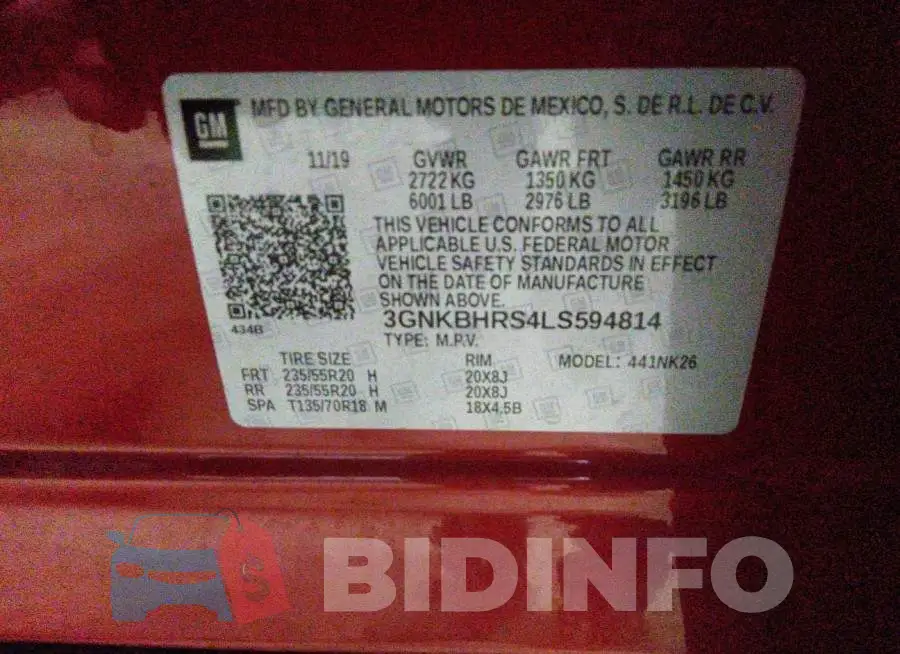 3GNKBHRS4LS594814 Photo# 9