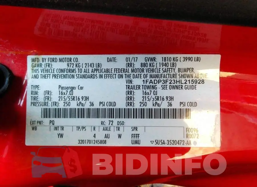 1FADP3F23HL215928 Photo# 9