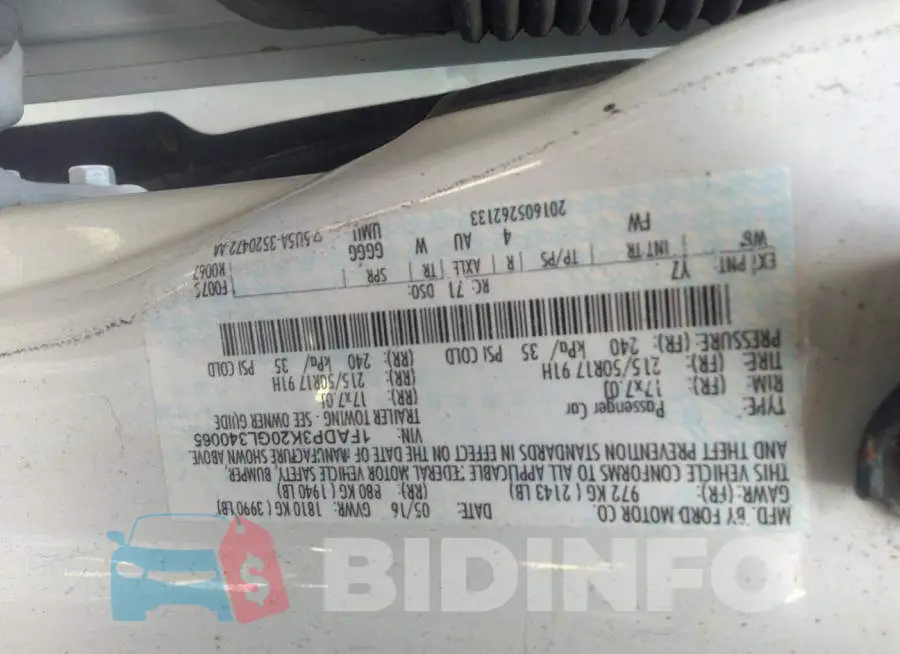 1FADP3K20GL340065 Photo# 9