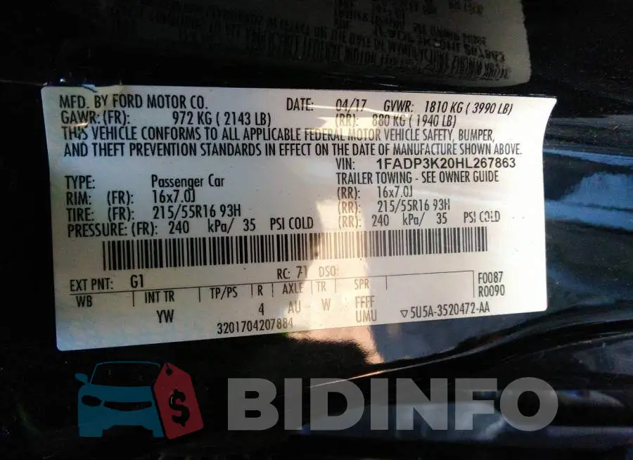 1FADP3K20HL267863 Photo# 9