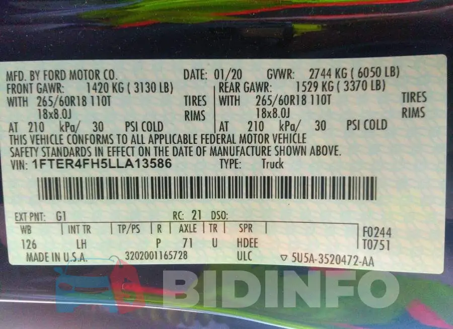 1FTER4FH5LLA13586 Photo# 9