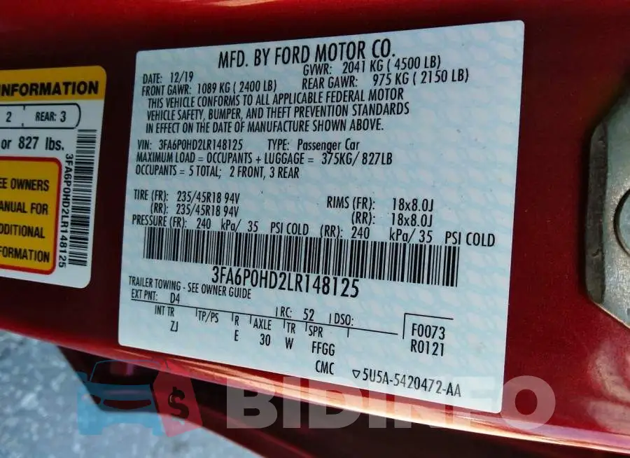 3FA6P0HD2LR148125 Photo# 9