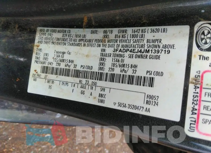 3FADP4EJ4JM139719 Photo# 9