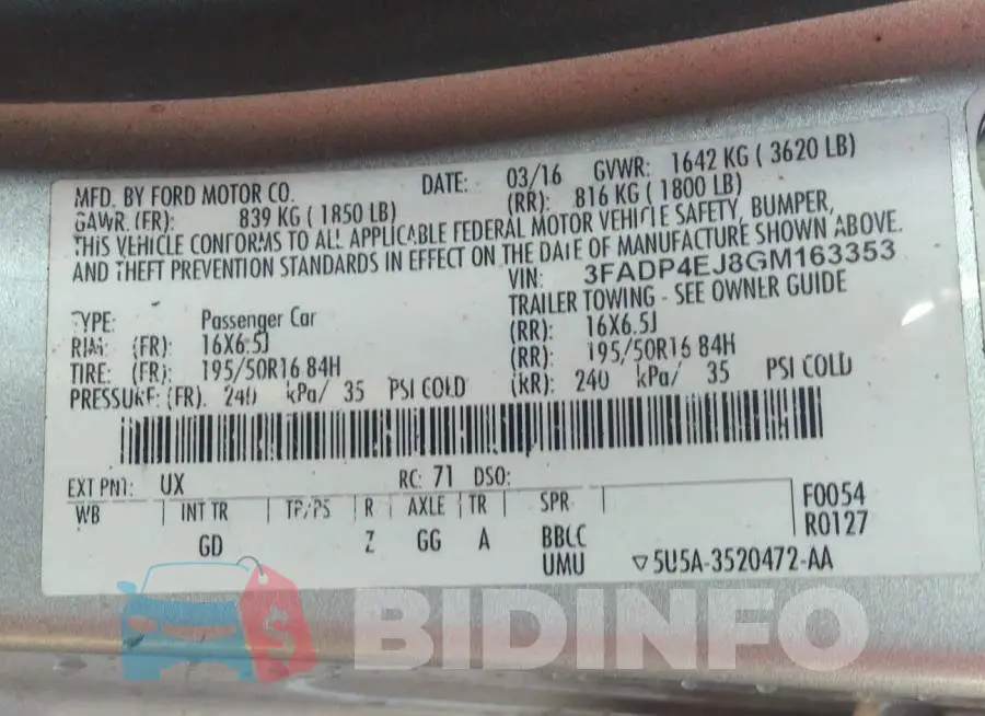 3FADP4EJ8GM163353 Photo# 9