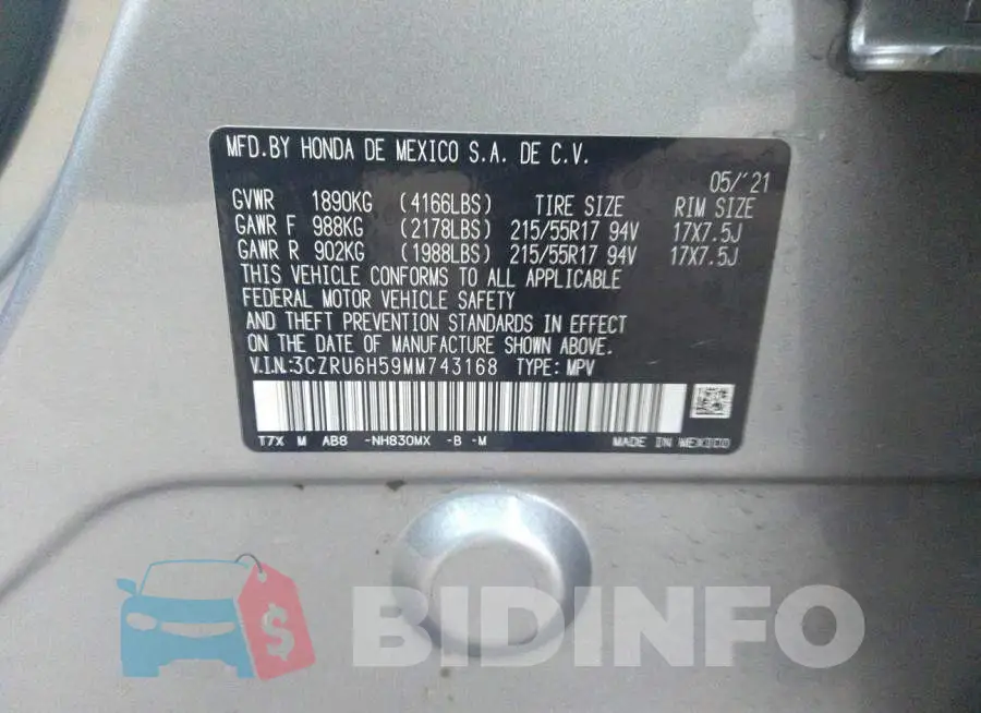 3CZRU6H59MM743168 Photo# 9