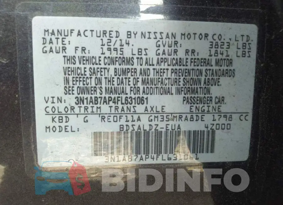 3N1AB7AP4FL631061 Photo# 9
