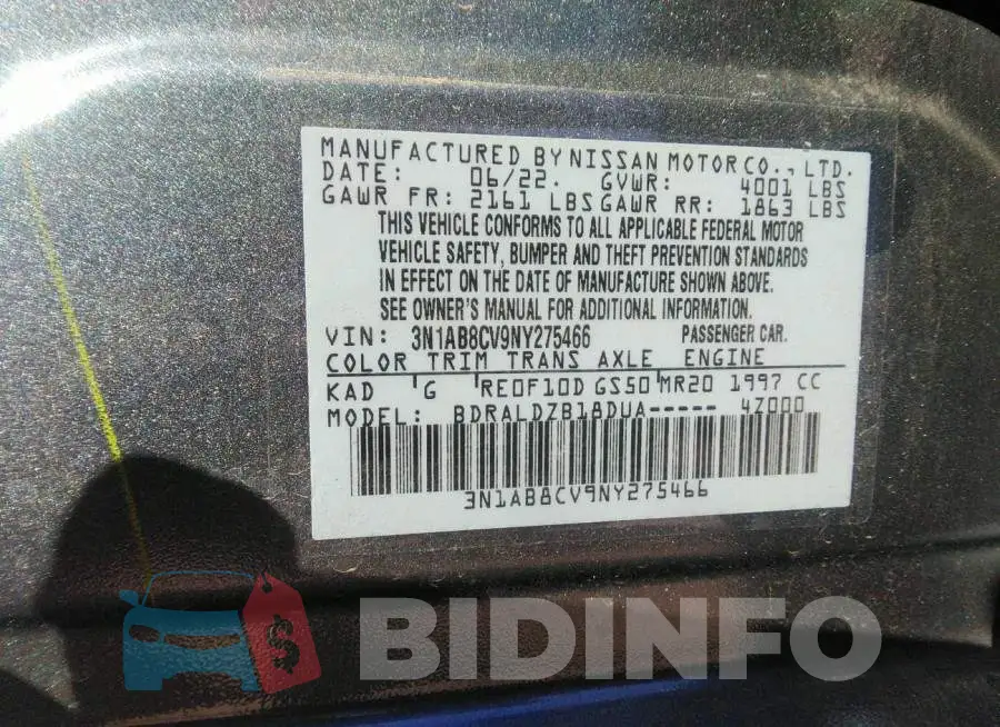 3N1AB8CV9NY275466 Photo# 9