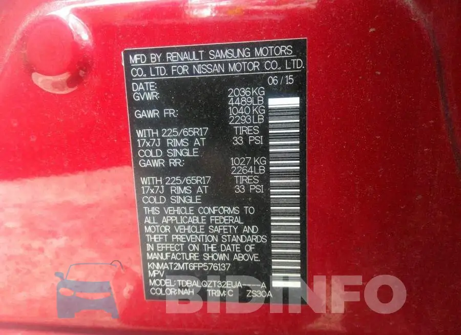 KNMAT2MT6FP576137 Photo# 9