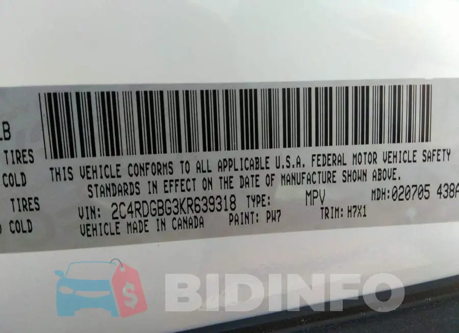 2C4RDGBG3KR639318 Photo# 9