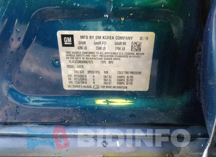 KL4CJCSM5KB867973 Photo# 9