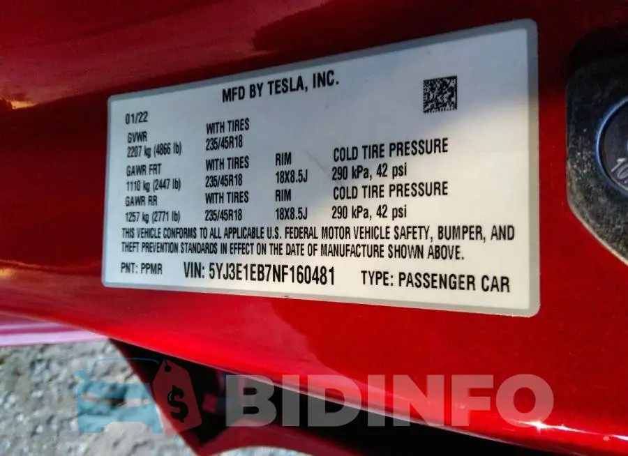 5YJ3E1EB7NF160481 Photo# 9