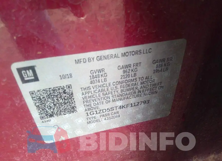 1G1ZD5ST4KF112793 Photo# 9