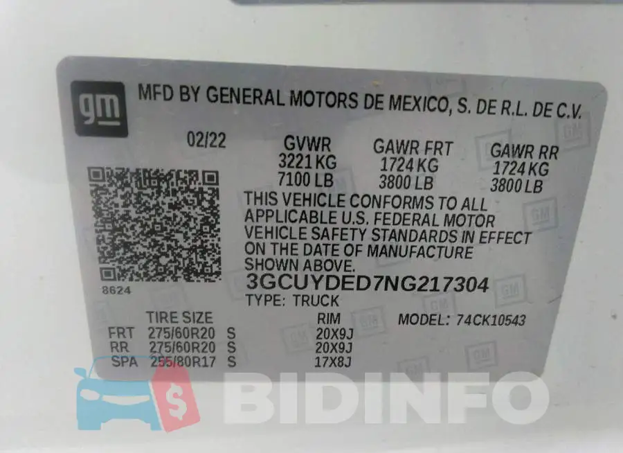 3GCUYDED7NG217304 Photo# 9