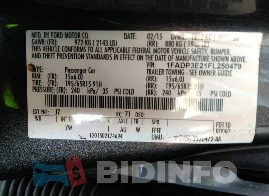 1FADP3E21FL250479 Photo# 9