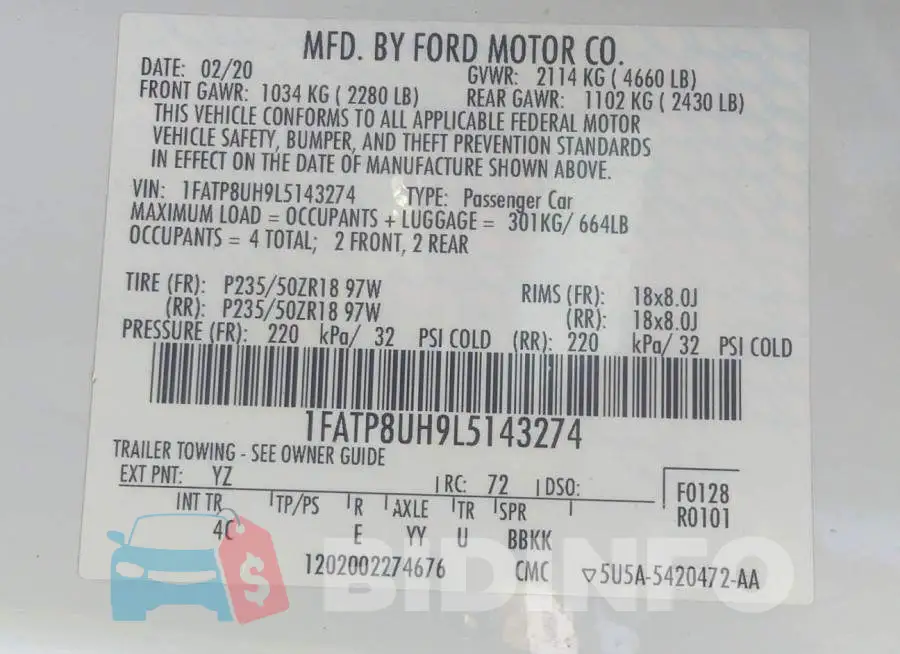 1FATP8UH9L5143274 Photo# 9
