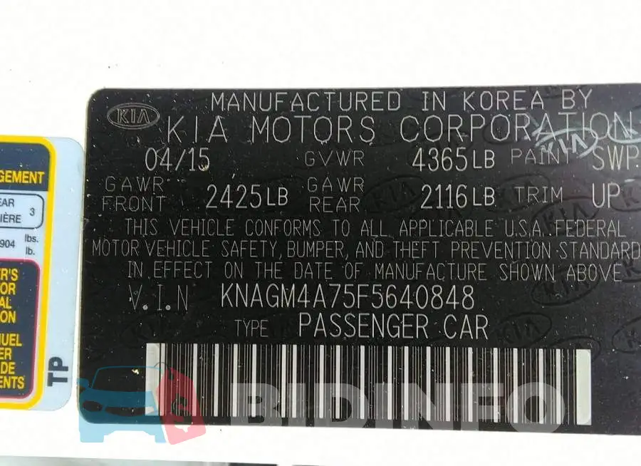 KNAGM4A75F5640848 Photo# 9