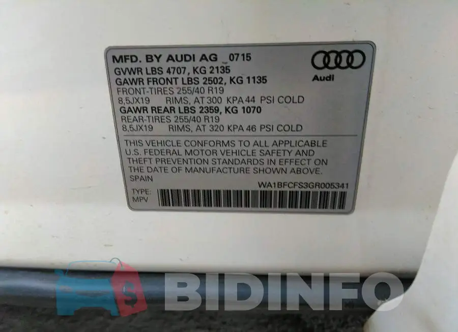 WA1BFCFS3GR005341 Photo# 9