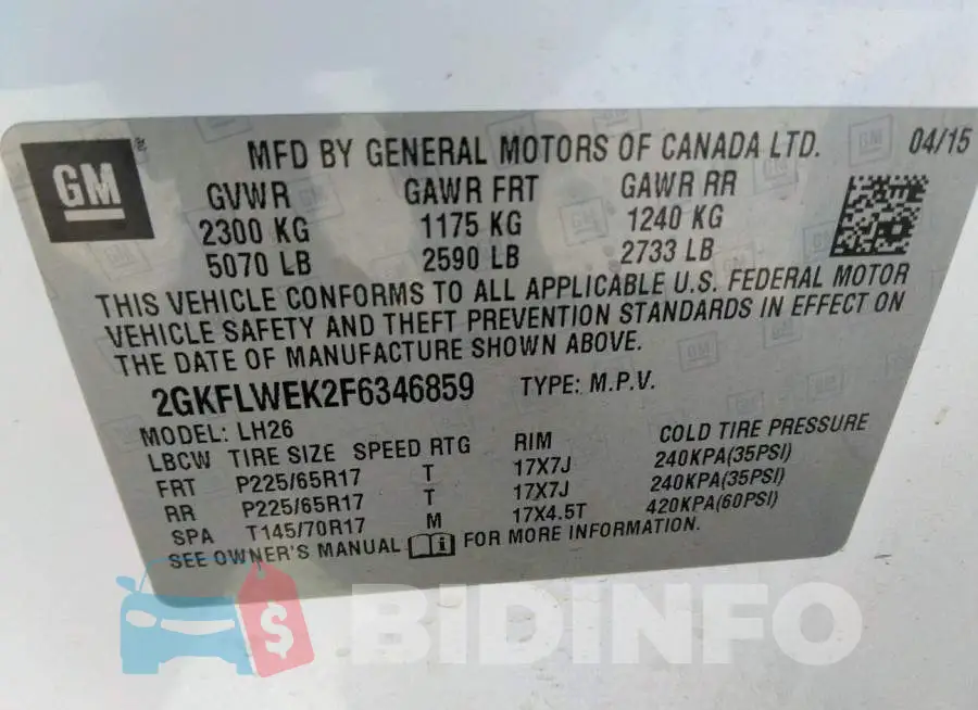 2GKFLWEK2F6346859 Photo# 9