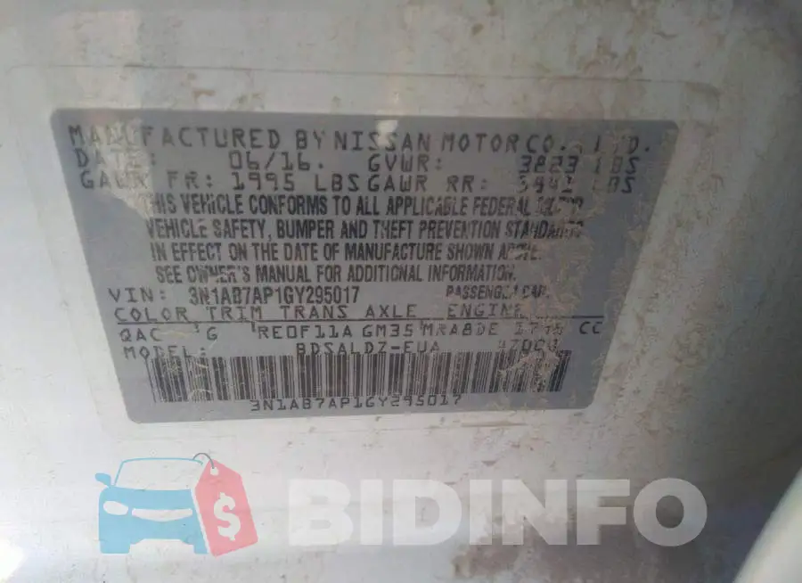 3N1AB7AP1GY295017 Photo# 9