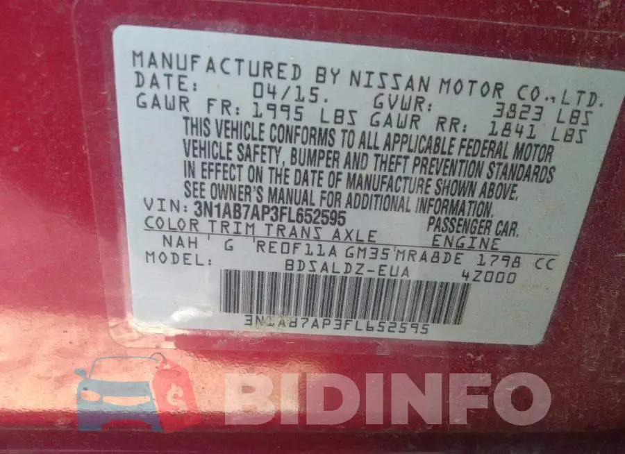 3N1AB7AP3FL652595 Photo# 9