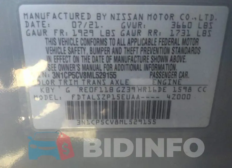 3N1CP5CV8ML529155 Photo# 9