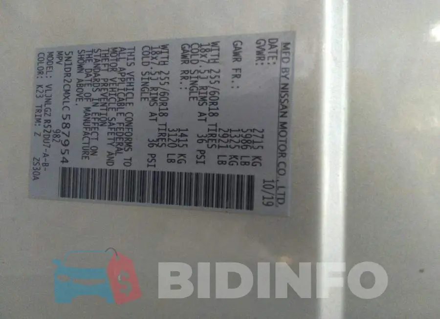 5N1DR2CMXLC587954 Photo# 9