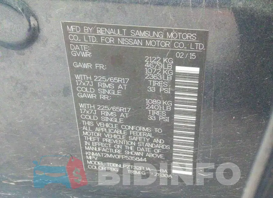 KNMAT2MV0FP535844 Photo# 9
