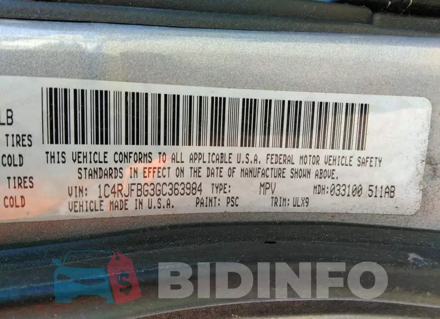1C4RJFBG3GC363984 Photo# 9