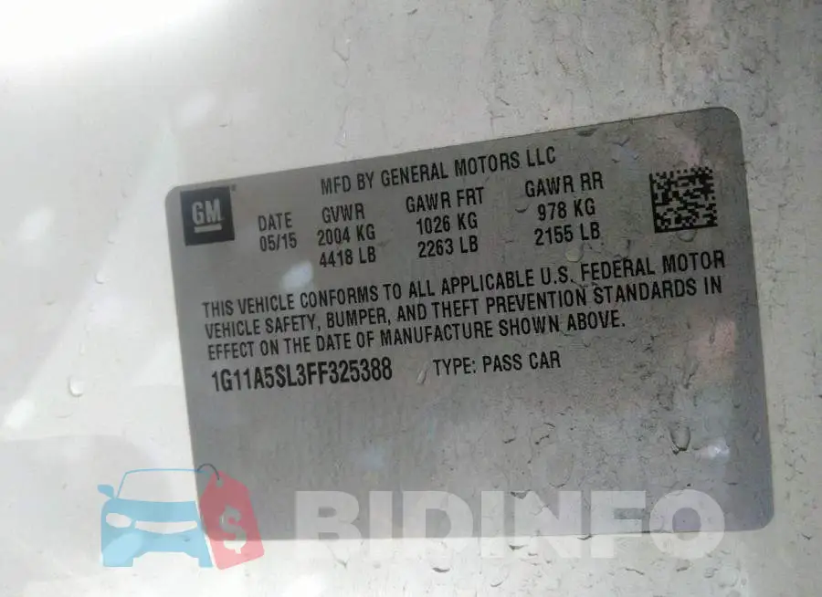 1G11A5SL3FF325388 Photo# 9